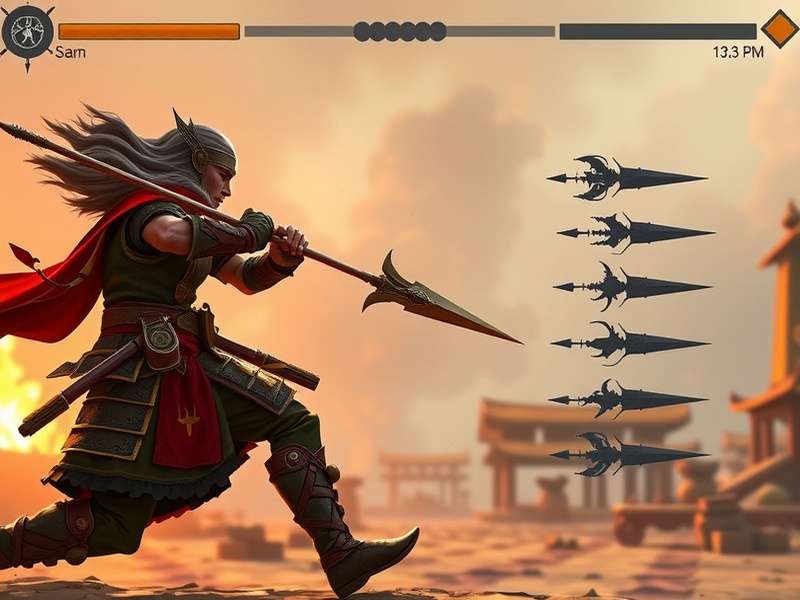 Daring Spear Warrior gameplay screenshot showing intense spear combat